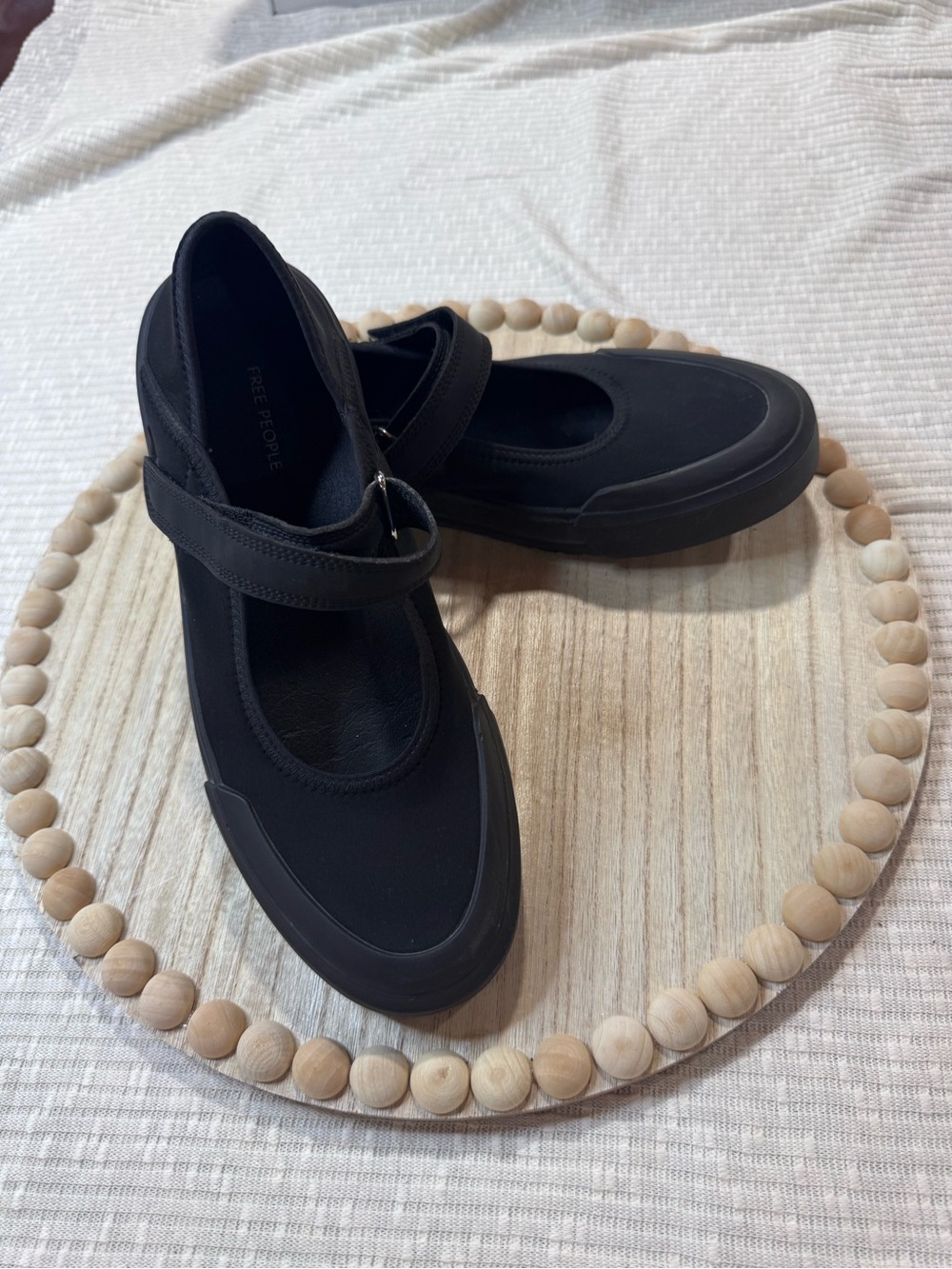 Free People Black Mary Jane Sneakers Shoes Size 10 Hook & Loop Like New